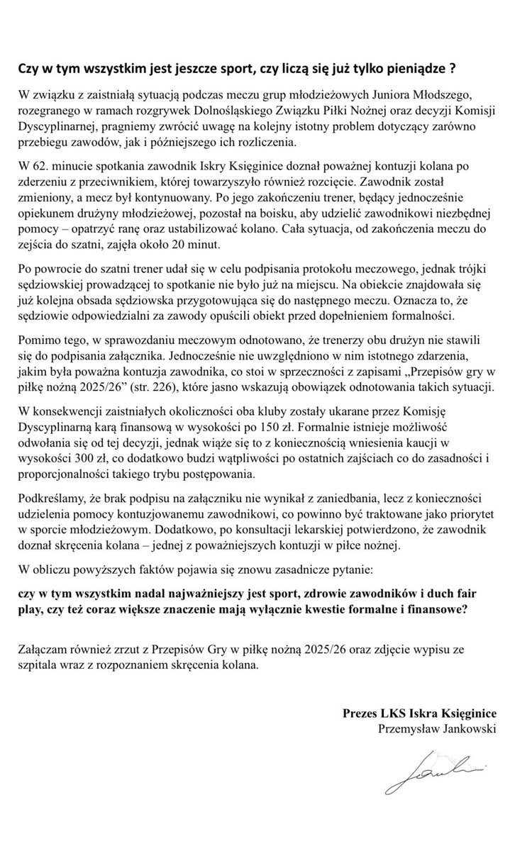 Przemo8232's tweet photo. Abstrakcji ciąg dalszy, a minął dopiero tydzień 🤷🏻😟

Czy pisać odwołanie? Które jak ostatnio, prawdopodobnie zostanie zanegowane i kaucja przepadnie ? 

Czy w ty wszystkim jest jeszcze sport ? 

@dol_futbol @DolZPN @ZygaZL @KSDolnySlask @DolnoslaskaPilk 

#Pilkarskienizszeligi https://t.co/EzkrgagRiz