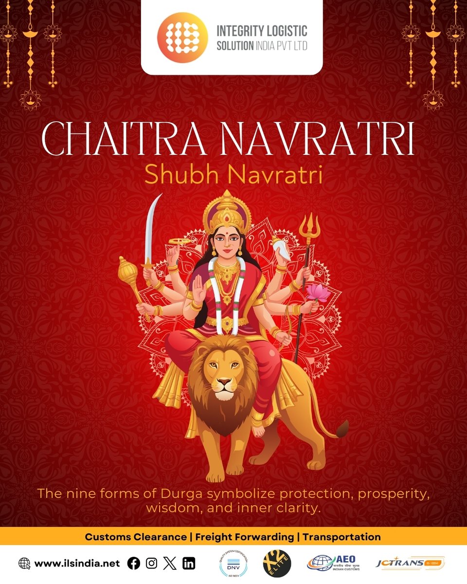 ILSIndiaLog's tweet photo. Wishing you a joyful Navratri filled with devotion, happiness, and new beginnings. 🌸🙏

#ChaitraNavratri  #Navratri2026 #MaaDurga #NavratriCelebration #NineNightsOfDevotion #DivineBlessings #MaaDurgaBlessings #NavratriFestival #ChaitraNavratri2026 #ilsindia #IntegrityLogistics https://t.co/fN58zMHAiK
