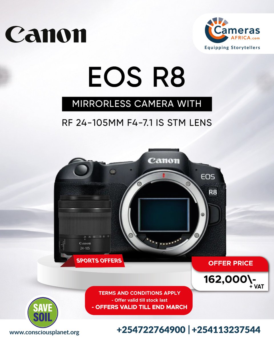 CamerasAfrica's tweet image. Ready to level up your shots? 📸🔥
Our exclusive sports offer is ON till month end! Grab your Canon cameras and lenses at unbeatable deals. Whether you're shooting action or moments this is your shot.
#CamerasAfrica #camerasoffers #CaptureTheAction