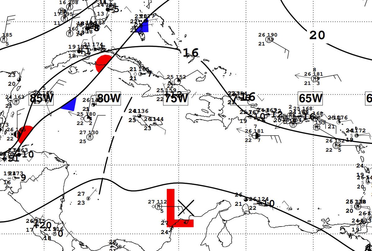 Frontal system is now stationary over Cuba-Belize, with a Trough just west of Jamaica.