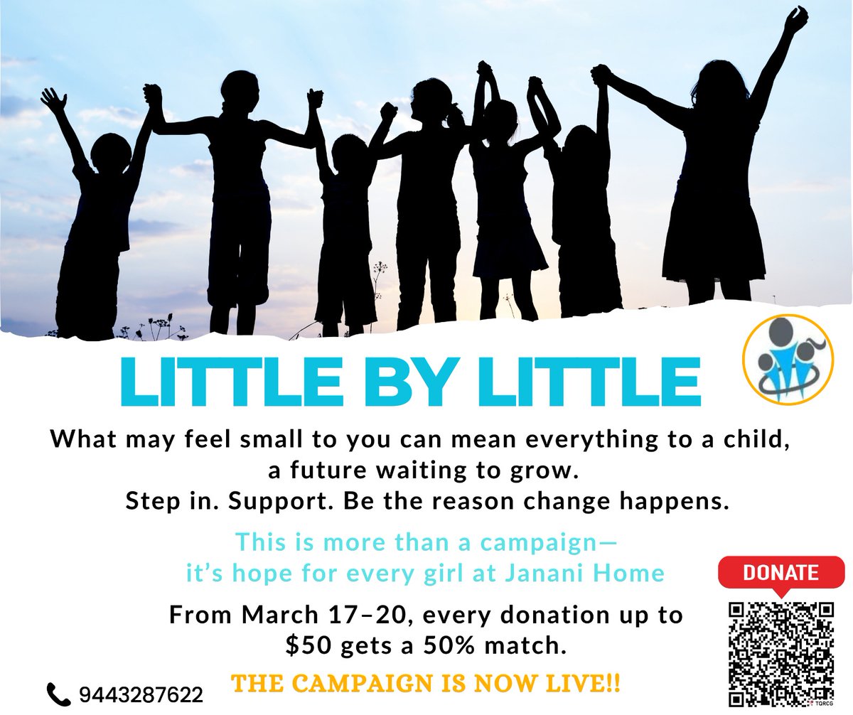 Prime_Trust's tweet photo. 🚨 Campaign LIVE! 🚨
Little by little, BIG change begins. ✨
📅 Mar 17–20: Donations up to $50 are matched by 50%!
Your small step today can transform a girl’s future. 💛

Donate now 👉 https://t.co/iEldc2EiH5
#JananiHomeForGirls #DoubleYourImpact #GlobalGiving #PrimeTrust https://t.co/Lh0T5qMKg5