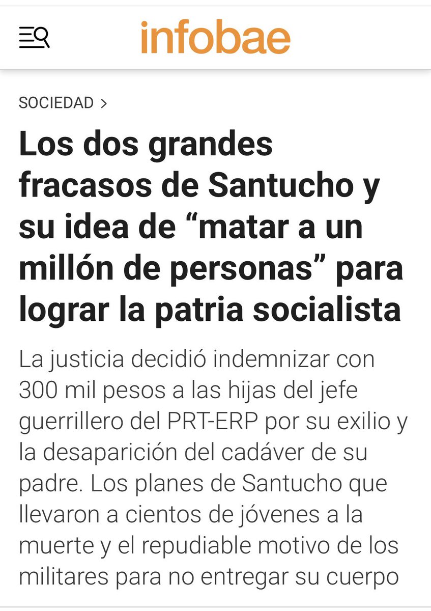 Si la Argentina hubiese sigo gobernada por los hijos de Hebe de Bonafini, Estela Carlotto, Ñora Cortiñas o Taty Almeida los desaparecidos y los muertos se contarían no en decenas sino centenares de miles. No es algo que se me ocurrió, es algo que dijo Mario Roberto Santucho.