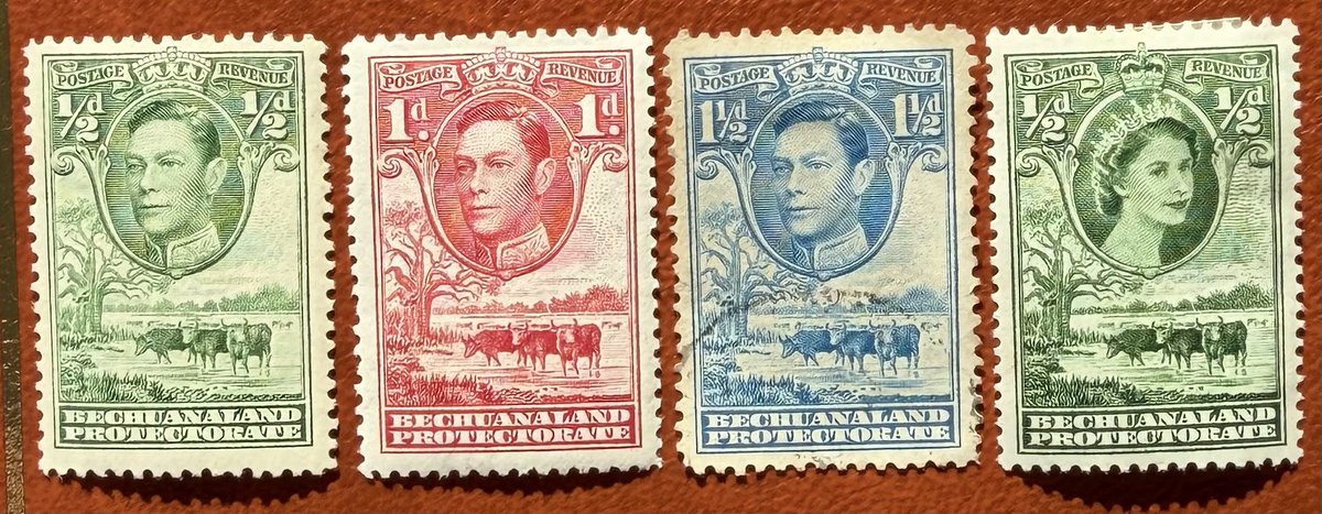 stampswithcows's tweet image. Very interesting tamps with cows (cattle). Bechuanaland Protectorate 🇬🇧 (Botswana 🇧🇼) 1941, 1938, 1938, 1955. #Africa #stamps #cows #Botswana #Bechuanaland 
Thank you @FdcBird 🤝