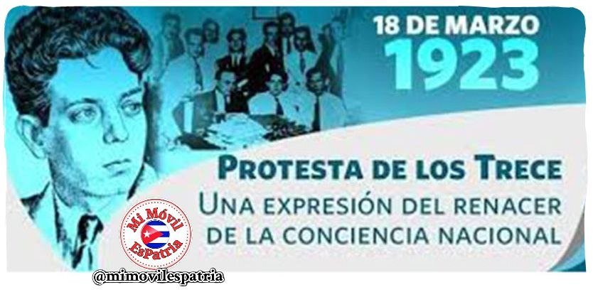 El 18 de marzo de 1923, en La Habana, #Cuba, Rubén Martínez Villena encabeza la Protesta de los 13, en contra del gobierno de Alfredo Zayas.
#SanctiSpíritusEnMarcha