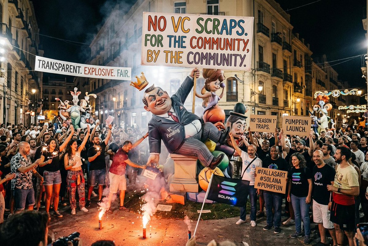 FallasArt's tweet photo. No VC scraps. No "Season 1" traps. We launch for the community, by the community on @Pumpfun. Transparent, explosive, and fair—just like a real Fallas festival. 🧨🔥 #FallasArt #Pumpfun #Solana https://t.co/OLo23iPrq5