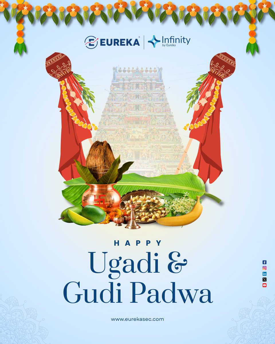 eurekasec's tweet photo. May this Ugadi and Gudi Padwa bring new opportunities, prosperity, and growth to your investments and life.

#HappyUgadi #HappyGudiPadwa #NewBeginnings #eurekasec #ProsperityAndProgress #eurekaworld #eurekashares #eurekastocks #eurekamf #ipo #fd #sgb #inxga #globalmarket https://t.co/q9XjkxLeLx