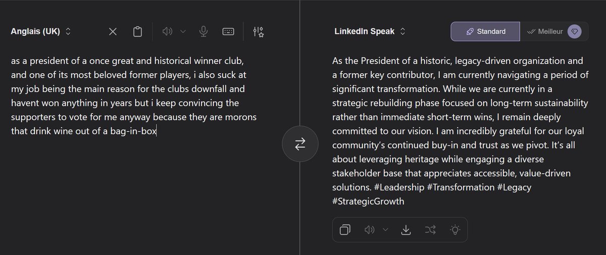 O presidente do <a href="/SLBenfica/">SL Benfica</a> no LinkdIn tipo: