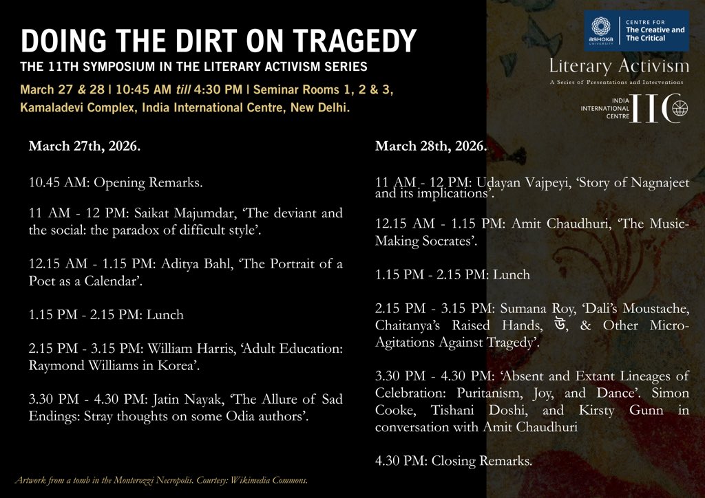 litactivism's tweet photo. The 11th Literary Activism symposium, ‘Doing the Dirt on Tragedy’, takes place on 27th and 28th March at the India International Centre, Delhi. It is open to all.
    For mission statement, see: https://t.co/hJG3AhOkVU
    Link in bio. https://t.co/Z2YoWSehsZ