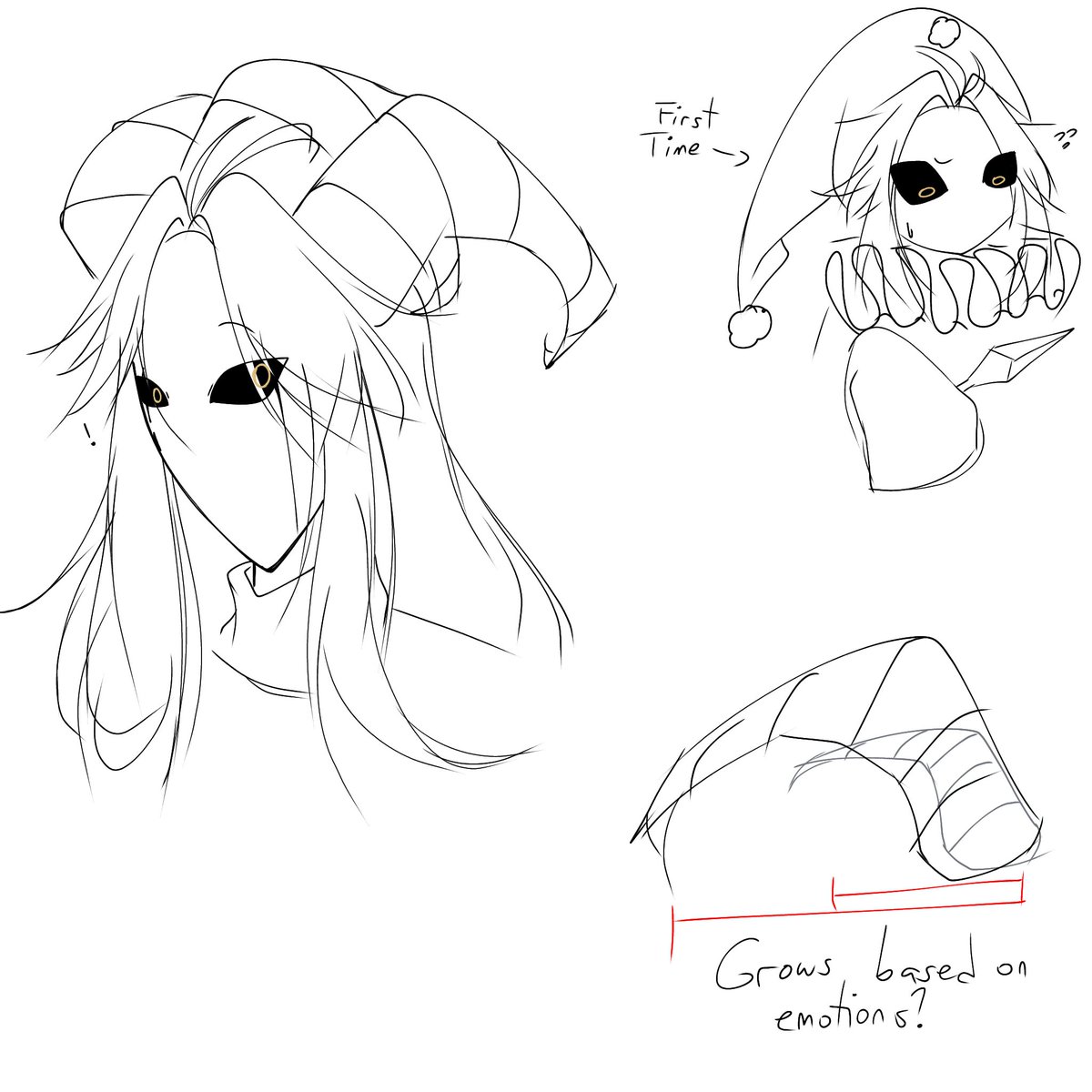 Beeryhhh_'s tweet photo. I have a small thought that maybe they can make their horns small, and based on the comic Neko posted it seems like Pierrot's horns can grow based on his emotion, so it is probably linked through how they feel #tfc #thefreakcircus #thefreakcircuspierrot #thefreakcircusjester https://t.co/4a1rYaO5E0