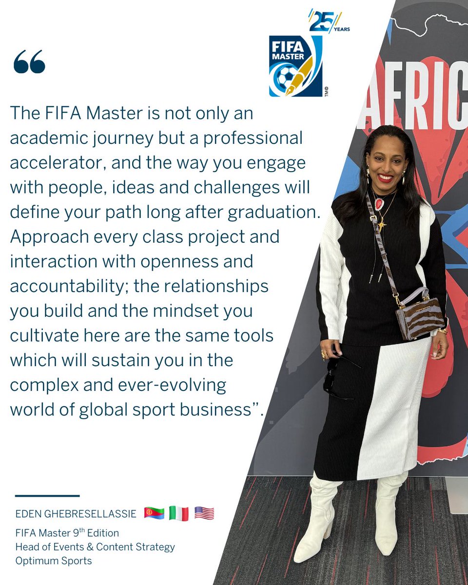 sportCIES's tweet photo. NEW ๐ FIFA Master ๐ 'Where are they now?' ๐ค as we today catch up with 2โฃ0โฃ0โฃ9โฃ graduate ๐ and now Head of Events & Content Strategy at Optimum Sports ๐ผ - Eden Ghebresellassie ๐ช๐ท ๐ฎ๐น ๐บ๐ธ ๐ https://t.co/w0SRg1cn7z #WomenInSport #FIFAMaster #IWD2026 https://t.co/52lVuwBxS7