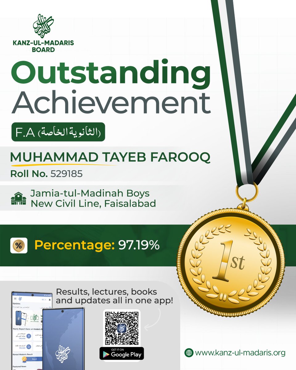kanzulmadarisdi's tweet photo. Announcing the Top Achievers of الثانویۃ الخاصۃ (F.A)
#KanzulMadaris #AnnualExam2026 #FAResults #TopAchievers #AcademicExcellence #StudentSuccess https://t.co/aEljLGQpYa