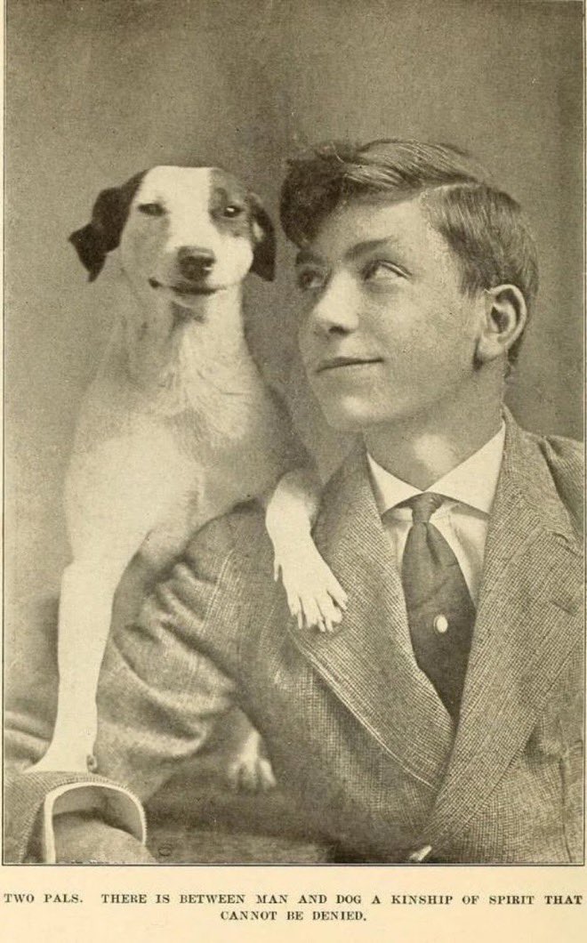 A man with his dog in the 1920s.