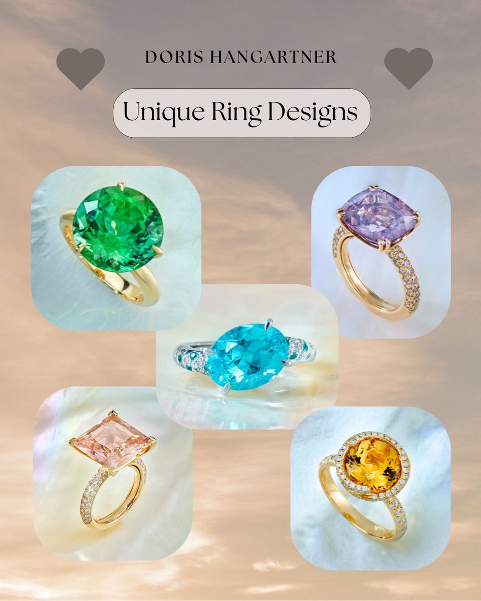 DorisHangartner's tweet photo. ✨Unique Ring Designs ✨
 Playful, elegant, timeless and effortless Doris gems shine away in unique ring designs. Clients can choose between already finished pieces or can get creative themselves. 
#dorishangartnergems #ring #design #jewelry #art #gemstones #design https://t.co/n0bOvctJ7J