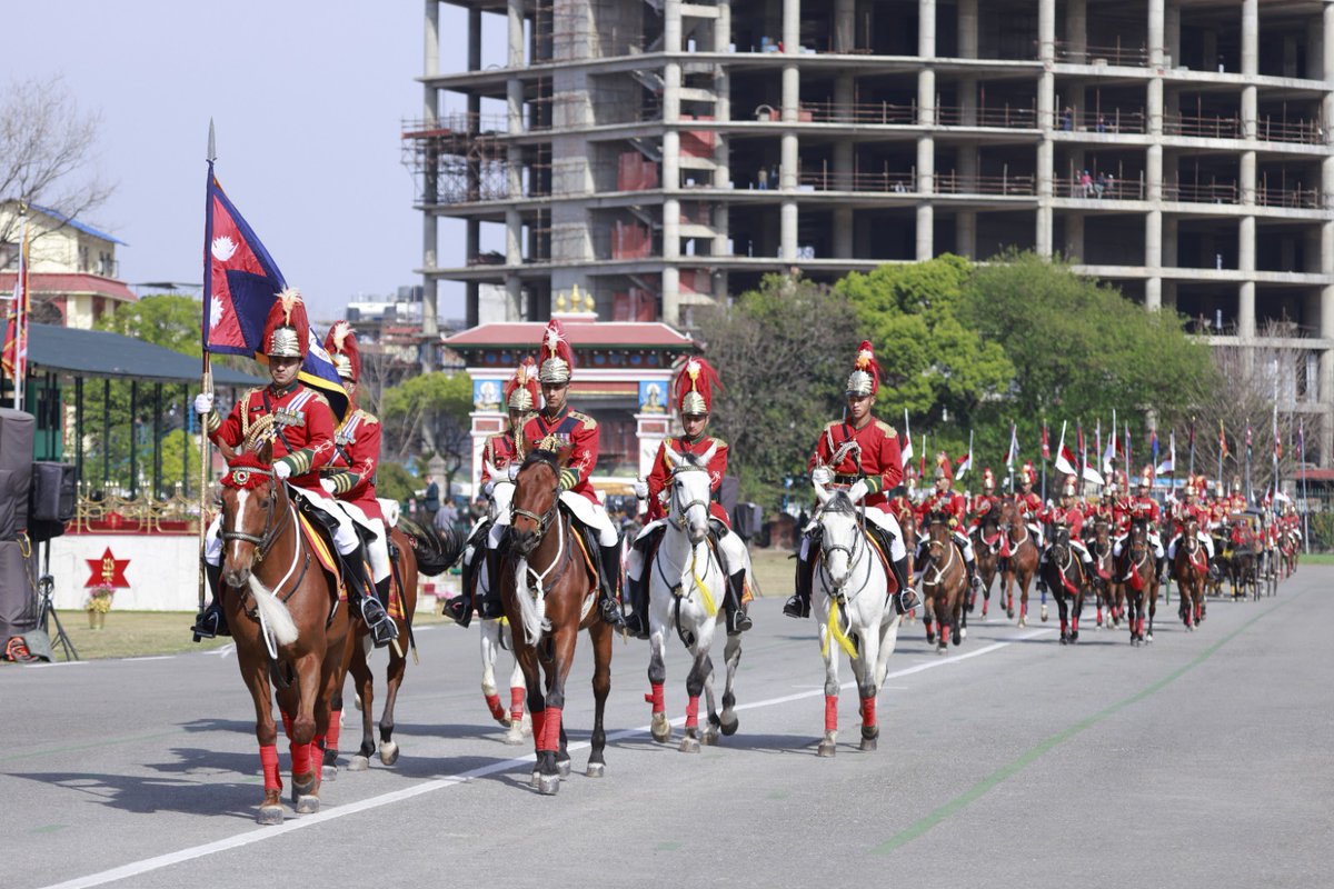 NepaliArmyHQ's tweet photo. टुँडिखेलस्थित सैनिक मञ्चमा विविध अश्वकलाले भरिपूर्ण विशेष कार्यक्रमहरु सहित चैत्र ०४ गते घोडेजात्रा समारोह -२०८२ मनाइयो ।
#NepaliArmy
#GhodeJatra https://t.co/eNRXhSTjOZ