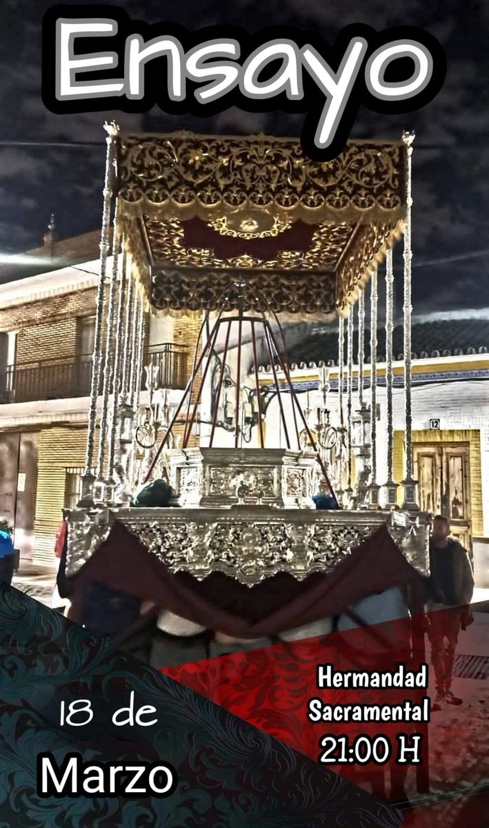 Hoy miércoles 18 de marzo a las 21 horas tendrá lugar el ensayo de la cuadrilla de Ntra. Sra. de los Dolores Coronada en la casa de la <a href="/HdadSacramental/">Hdad Sacramental (Gines)</a>