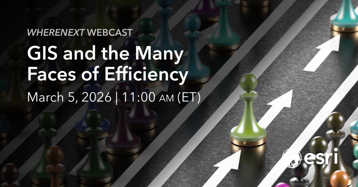 Learn the many ways GIS can boost efficiency. Join us on March 5 for insights from an expert panel from Walgreens, Disneyland, and Grapery. This discussion is a must-watch for GIS analysts and the decision-makers they support. ow.ly/5I4b50YveCI