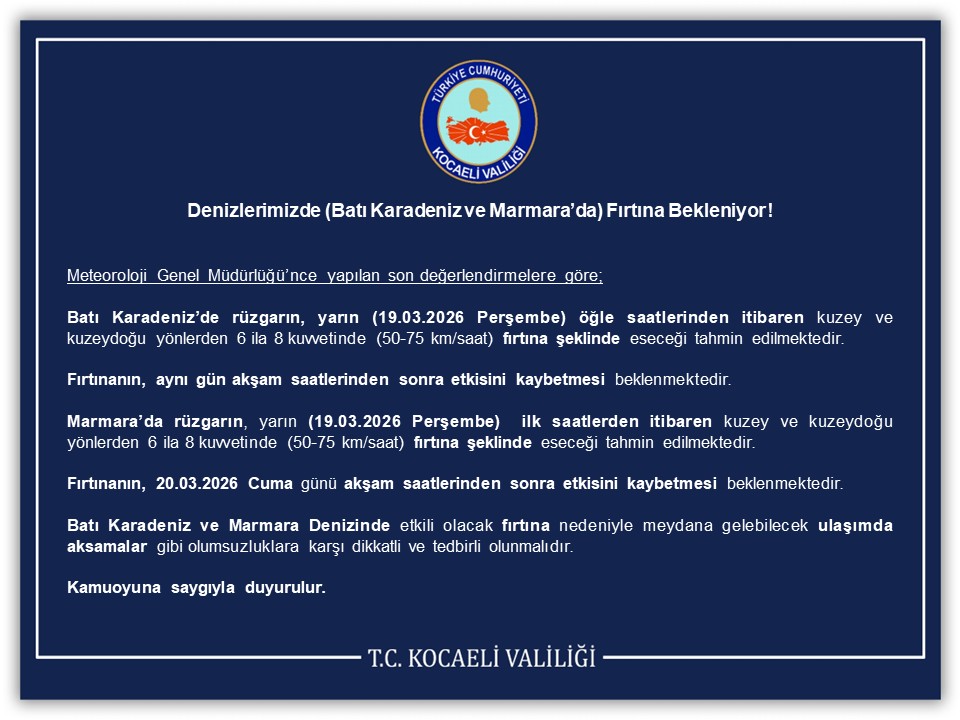 Denizlerimizde (Batı Karadeniz ve Marmara’da) Fırtına Bekleniyor!
⬇️
kocaeli.gov.tr/denizlerimizde…