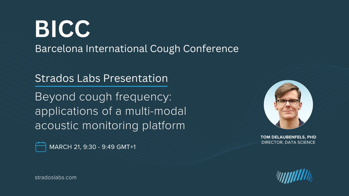 StradosLabs's tweet photo. Reminder: We’ll be at BICC in Barcelona, Mar 20–21!

Don’t miss our session:
🗓️Mar 21, 9:30 AM
“Beyond cough frequency: multimodal acoustic monitoring”
w/ Tom deLaubenfels

Let’s connect!

#respiratoryresearch #clinicaltrials #digitalhealth https://t.co/lr74hrAaN4