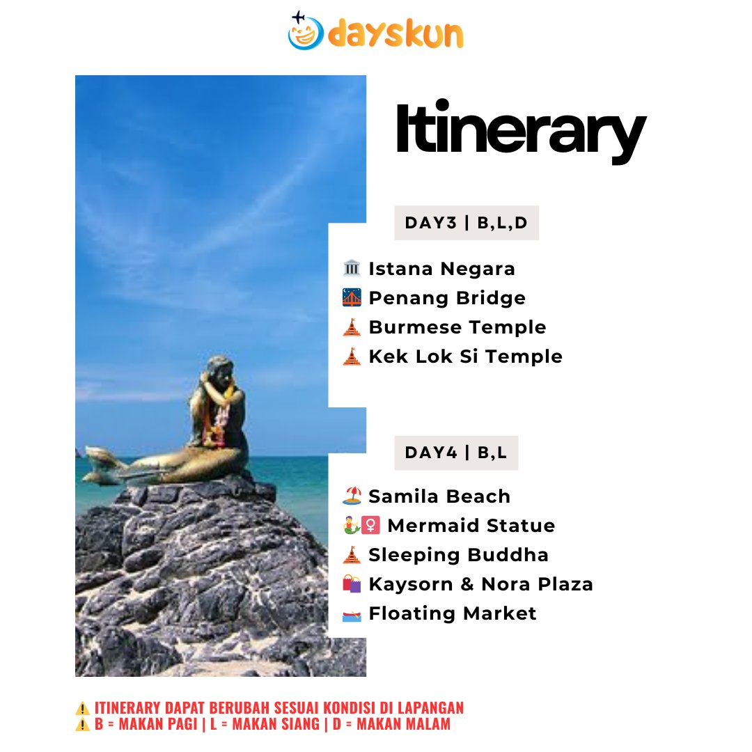 dayskuntour's tweet photo. .
🌏✨ 7D The Ultimate 3 Countries ✈️🌆
.
🔥 Liburan langsung ke 3 negara sekaligus, kenapa ga?
📸 Sekali jalan bisa explore banyak destinasi, lebih hemat waktu &amp; pastinya pengalaman makin seru!
🌍 Cocok buat yang mau liburan maksimal tanpa ribet.
. https://t.co/XUO5KEStum