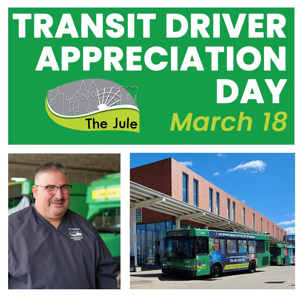 JuleTransit's tweet photo. Help celebrate Transit Driver Appreciation Day by thanking your Driver!

#TransitDriverAppreciationDay
#TDAD
#thejule
#dubuque
#publictransit https://t.co/yRuO7ynuTM