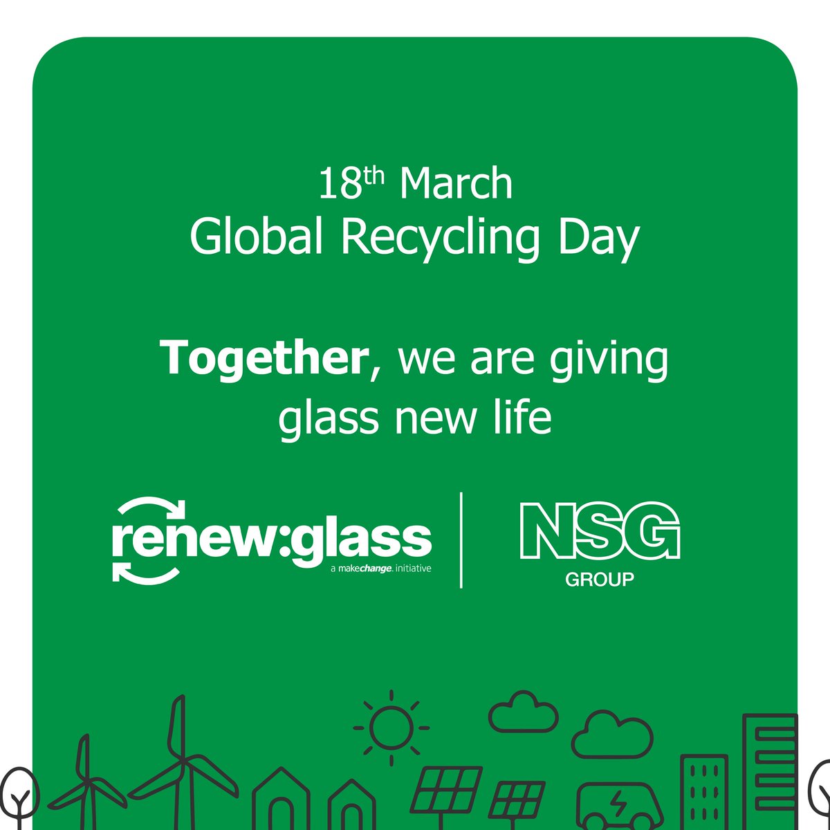 nsgpilkington's tweet photo. It’s Global Recycling Day today. ♻️🌍
Let’s all become #RecyclingHeros and give glass new life. 🍃
#glassrecycling #renewglass #recycling #recycle #globalrecyclingday #makechange https://t.co/BWwfWh8KXx