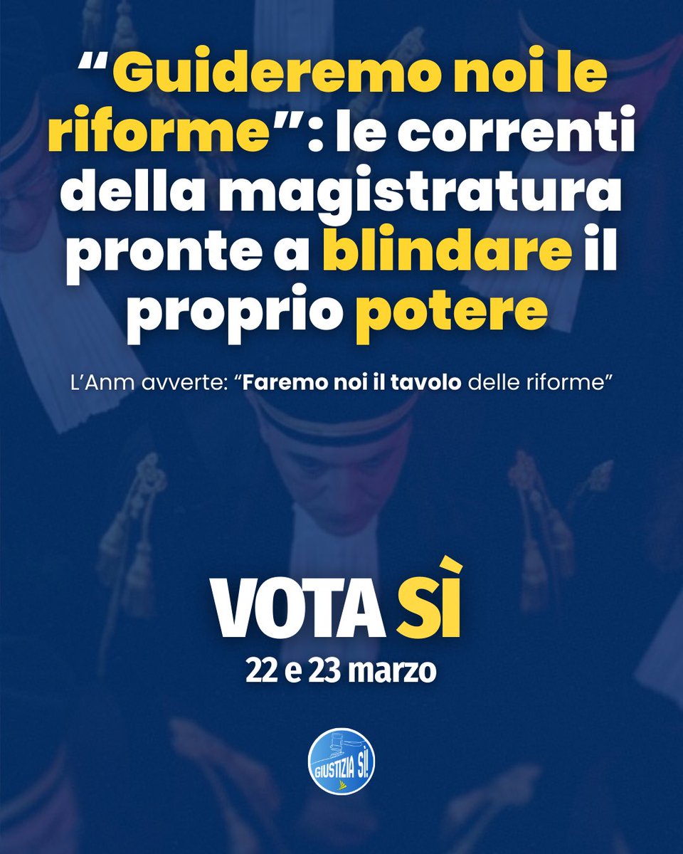 giustizia_si's tweet photo. Non lasciamo che la magistratura si sostituisca a parlamento e cittadini. Votiamo Sì e riformiamola noi 
#giustizia #referendumgiustizia #referendum #referendumcostituzionale #iovotosi https://t.co/e5Nh5GcDjS