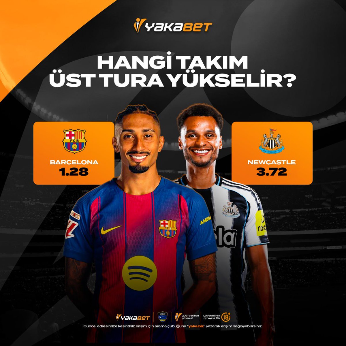 Hangi takım üst tura yükselir?
🇪🇸 Barcelona - 1⃣.2⃣8⃣
🏴 Newcastle - 3⃣.7⃣2⃣
Hemen bahis yap! 
Giriş: url724.link/gnclgrs25