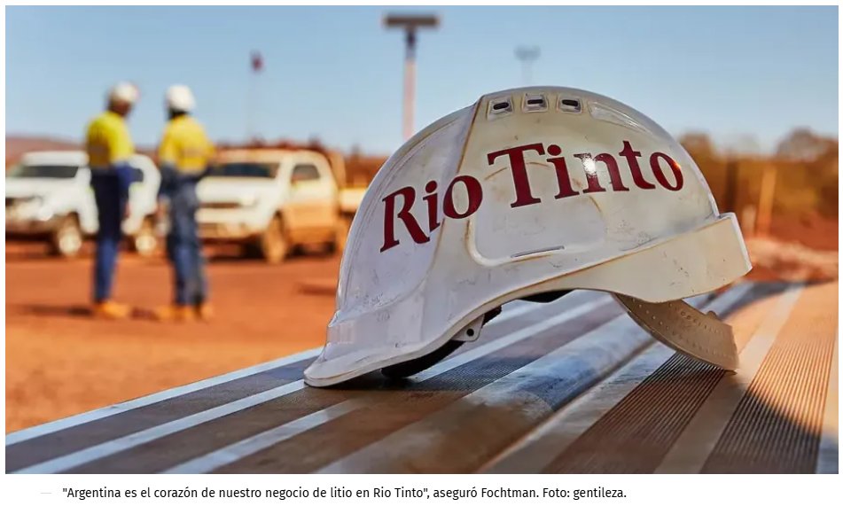 CristianGeo7's tweet photo. ⚒️🇦🇷 Apuesta por el litio: Rio Tinto invertirá US$ 4.000 millones en Argentina durante los próximos tres años, entre las que se incluye la inversión en Salta por 2.500 millones y otras dos expansiones en curso.
https://t.co/sALa2gaemO https://t.co/ZoHlAIEI1q