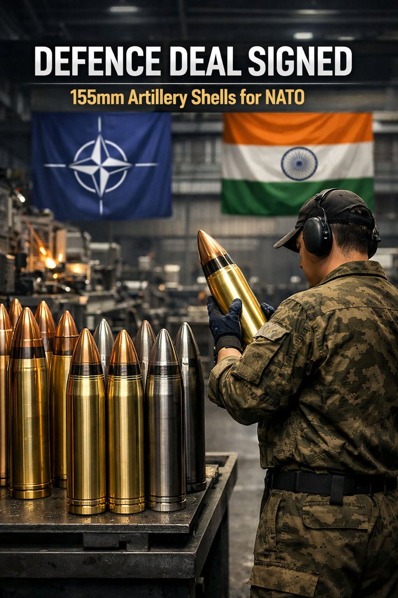 IndianDefenceT's tweet image. Balu Forge Industries has secured a 5-year deal with a NATO-affiliated entity to supply large volumes of 155mm and 152mm artillery shell casings from 2026, marking a major boost to India’s defence exports and global supply chain presence.

#BaluForge #DefenceExports #IndiaDefence