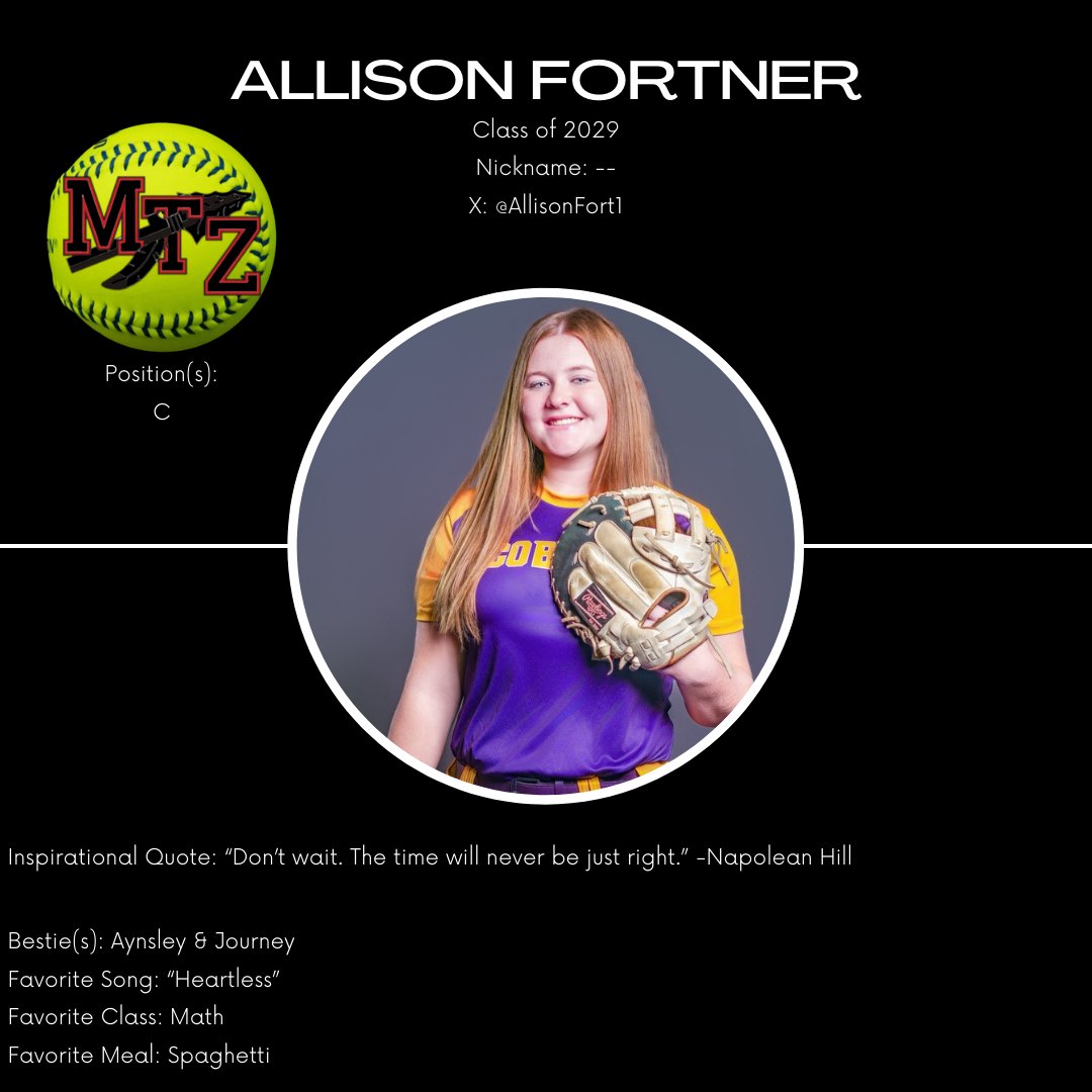 mtzionsoftball's tweet photo. A big bat and big arm, @AllisonFort1 looks to make an immediate impact on the diamond in her HS career. https://t.co/HSxJPYt7DL