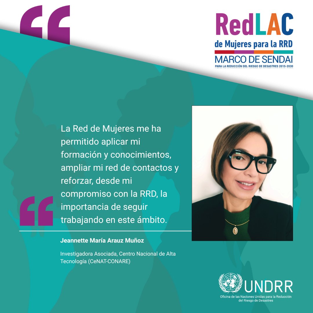 🌎 Jeannette Arauz, investigadora del CeNAT en Costa Rica y miembro activo de la #RedMujeresRRD, impulsa la resiliencia inclusiva con enfoque de género en ALC. Más de 1,500 mujeres ya forman parte. ¿Te sumás? 👉 ow.ly/b0FS50Y8kZM #MujeresResilientes #LiderazgoFemenino #RRD