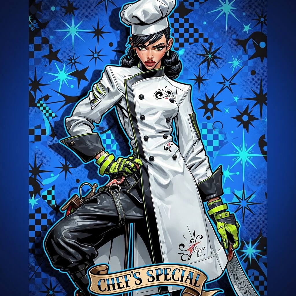 1960s–today: Photography took over, but Neo-Pin-Up revival (1990s–2020s) blends tattoo lines, diverse bodies, rockabilly, and digital flair.

With a creative occupation - The Chef