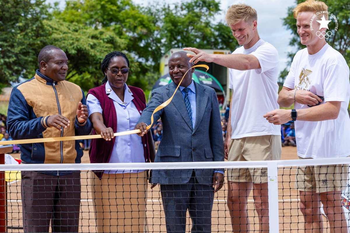 TeamZimOlympic's tweet photo. Benjamin Lock &amp; Courtney Lock have built a tennis court at Marikopo Primary through their foundation—giving young players a chance to grow. 🙌
#TennisZimbabwe #YouthInSport #InspiringExcellence
https://t.co/I6vjaz5JVx https://t.co/tIJV3QRO4N