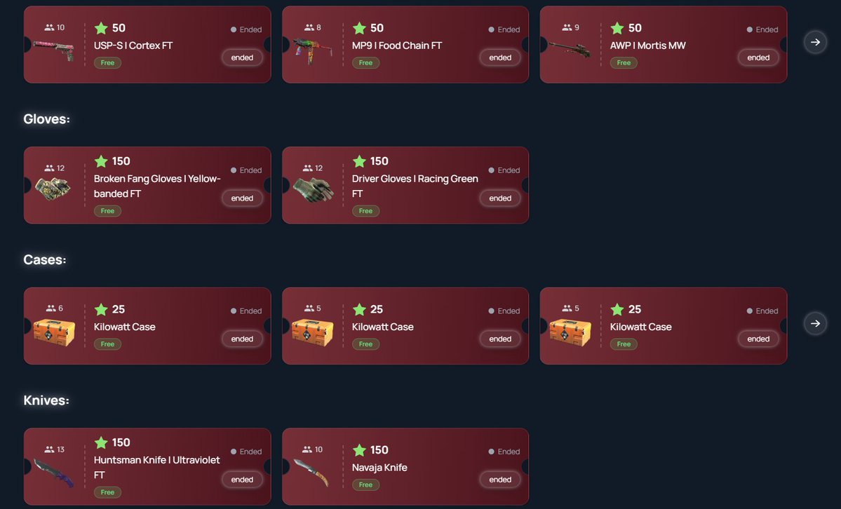 Congratulations to all winners! Prizes will be sent out shortly.
Remember to add your trade link in your profile settings so we can instantly send out the trade offers!