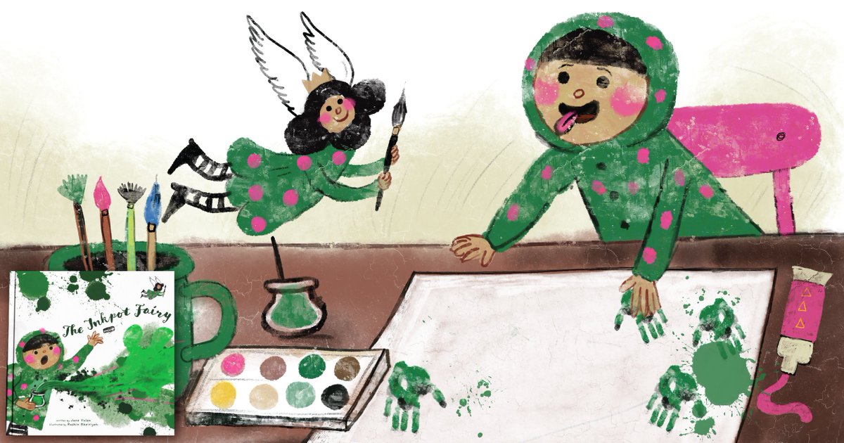 ReycraftBooks's tweet photo. In 'The Inkpot Fairy,' by @JaneYolen &amp; Rashin Kheiriyeh, Caroline takes down the green inkpot from the high shelf. Out pops a green inkpot fairy who demands she makes art and helps her draw things she never knew she was capable of. Out 5/26

Preorder Now→ https://t.co/x9BINCzVPZ https://t.co/BlVRQc90h1
