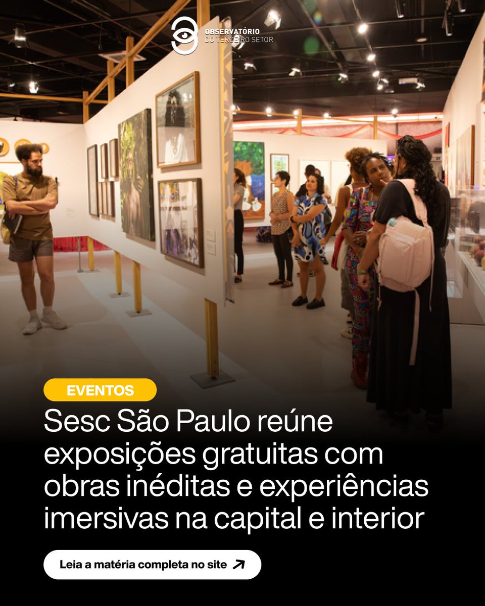 O Sesc São Paulo reúne exposições na capital e interior com experiências imersivas e programação acessível. A entrada é gratuita.
📷Saiba mais no site do Observatório!

#Arte #Cultura #Sesc