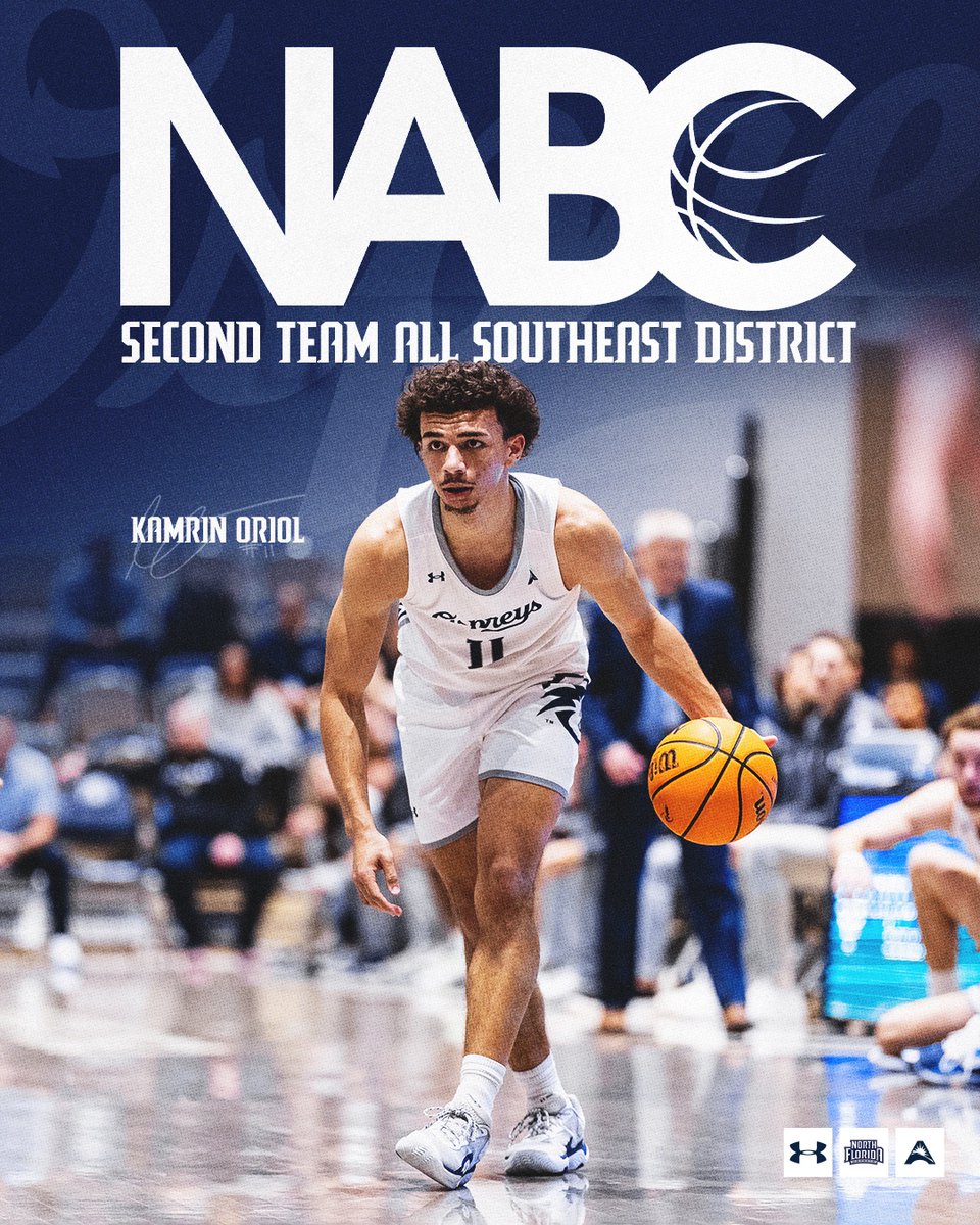 OspreyMBB's tweet photo. Kamrin Oriol has been named NABC Second Team All Southeast District. 

He is one of eight Ospreys to earn the recognition - Chaz Lanier (2023-24), Carter Hendricksen (2020-21), Ivan Gandia-Rosa (2019-20), Garrett Sams (2019-20), Dallas Moore (2014-17), Beau Beech (2015-16) and Parker Smith (2012-13). 

#SWOOP | @NABC1927