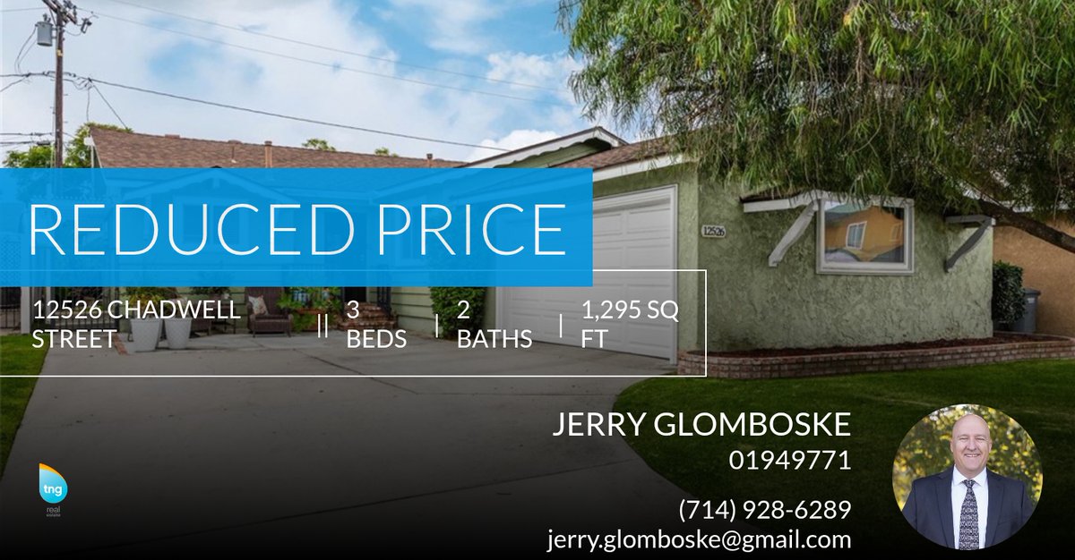 glomboske's tweet photo. 📍 Reduced Price 📍 This recently reduced home at 12526 Chadwell Street in Lakewood won't last long, so, don't wait to set up a showing! Reach out here or at (714) 928-6289 for more information!

Jerry Glomboske https://t.co/MKUJZ1cPP2 https://t.co/azQMr8n7uE