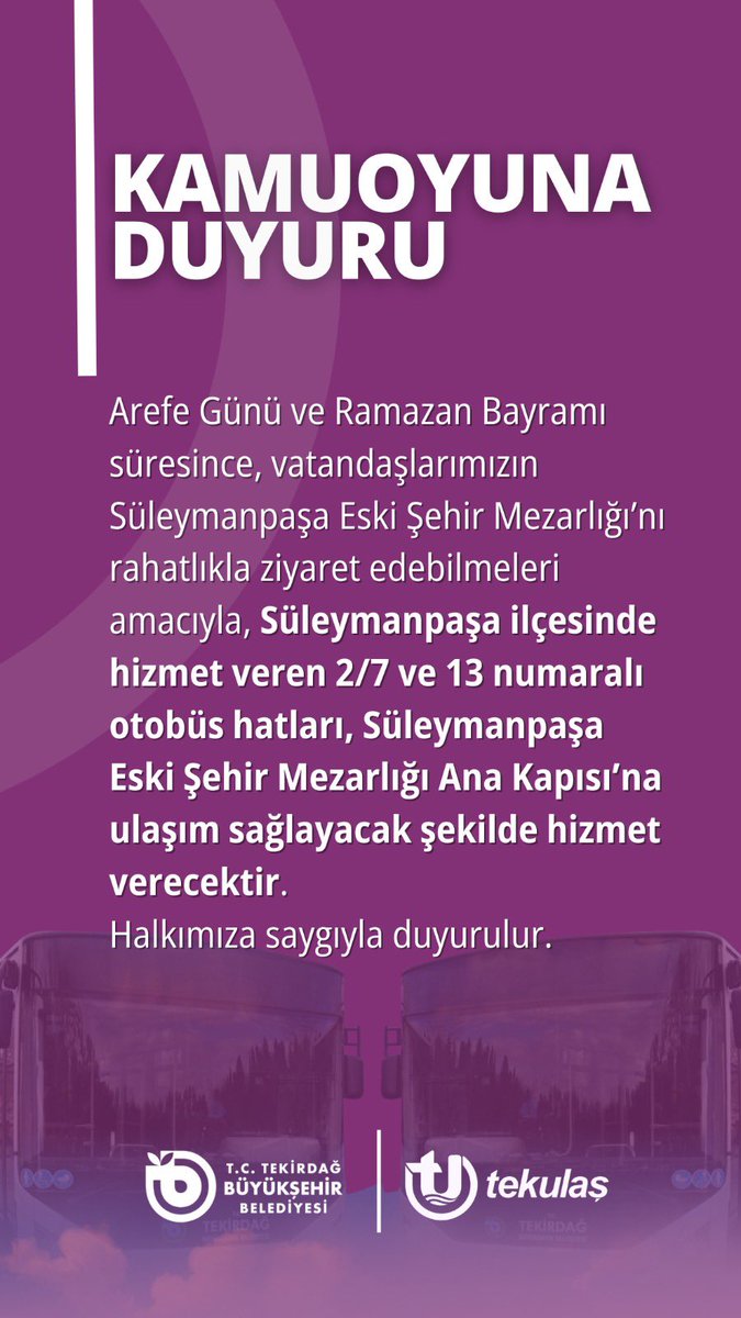 Tekirdağ Otopark Ulaşım A.Ş. tweet media