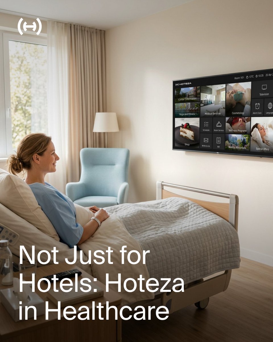 Did you know Hoteza is also used in healthcare?

From patient info and meal ordering to staff communication and entertainment, Hoteza helps create a more comfortable and connected experience.

Because a better experience matters everywhere.
