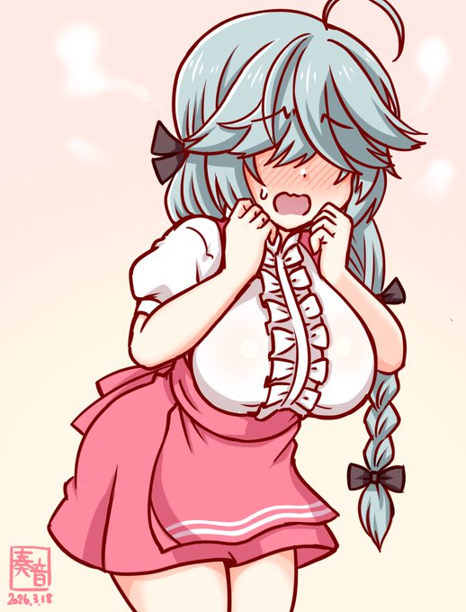 「今日は…あの…! あ、あたし…浜波がお世話します… どうぞ…よろしく…ん…ん…っ… …あ…は、はい…///」 #艦これ版真剣お絵描き60分一本勝負_20260318 #浜波