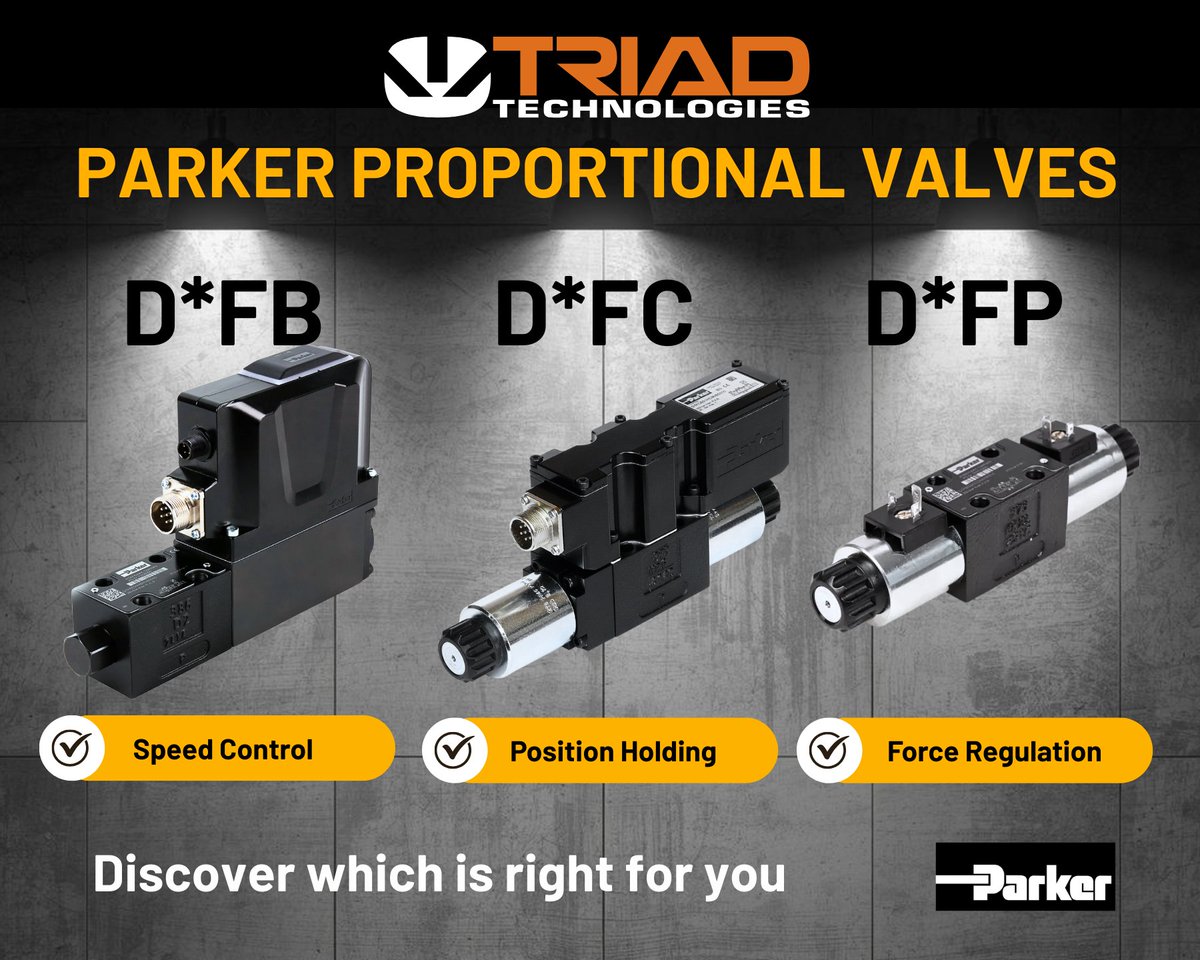 Need more precise control in your hydraulic systems? <a href="/ParkerHannifin/">Parker Hannifin</a> proportional valves (D*FB, D*FC, D*FP) deliver accuracy, efficiency, and reliable performance for demanding applications. 

See which one is right for you: triadtechnologies.com/blog/post/park…