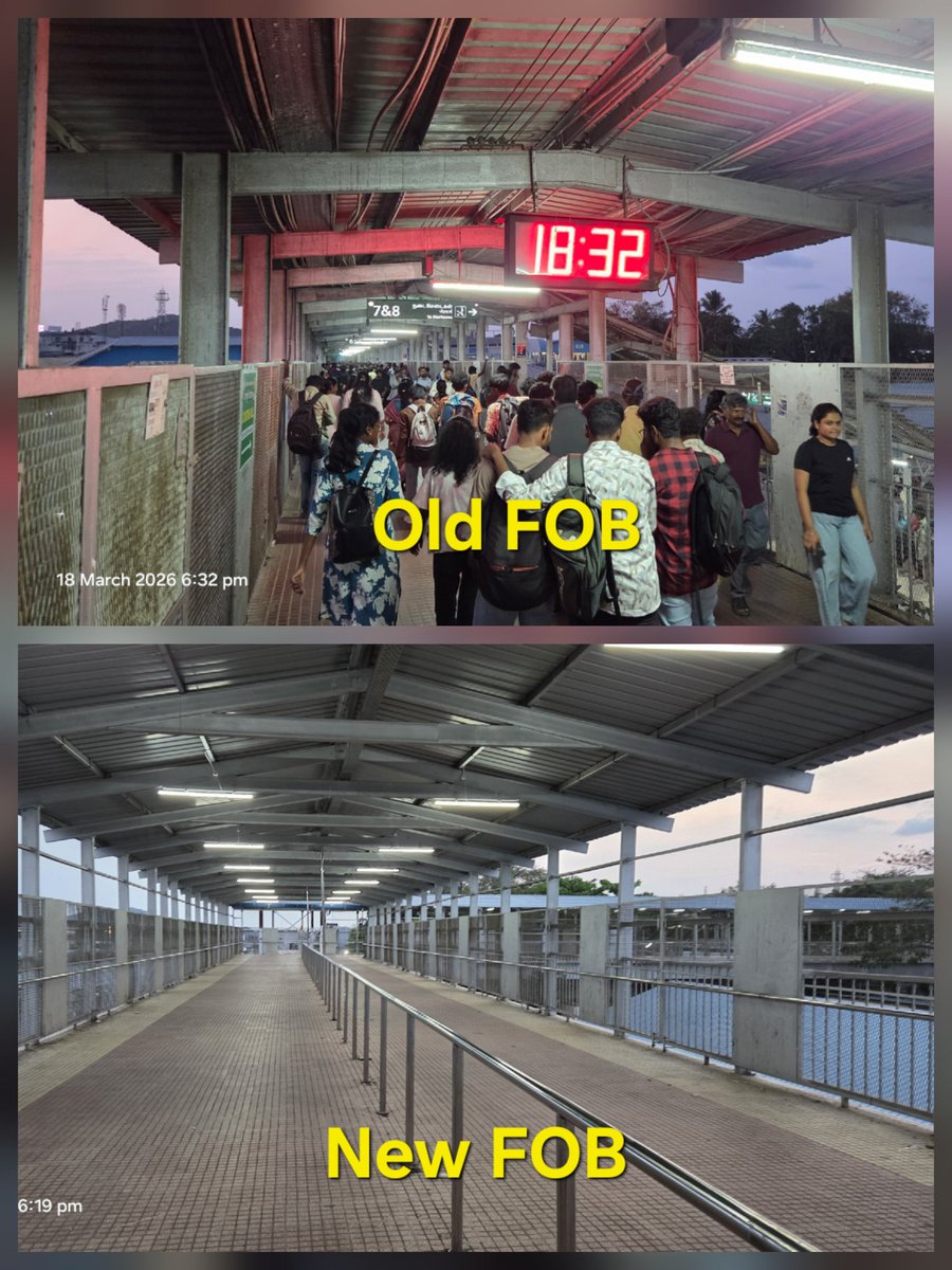 dayatiger197312's tweet image. Tambaram Railway Station New #FootOverBridge built at 24Crores appears like a Ghost FOB keeping away passengers at 6.15pm
@RailMinIndia
No Proper #AccessRoad connect to #East &amp;amp; #West side FOB keeps commuters away
No Sign of #Lift #Escalators Installation Mar-2026 deadline missed