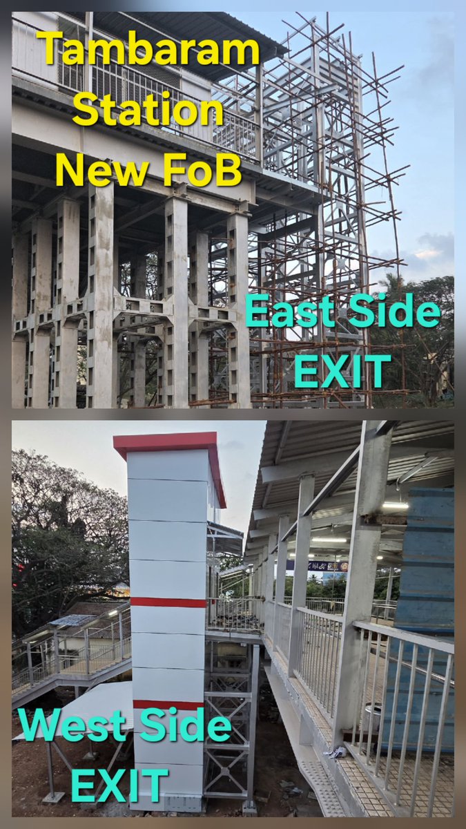 dayatiger197312's tweet image. Tambaram Railway Station New #FootOverBridge built at 24Crores appears like a Ghost FOB keeping away passengers at 6.15pm
@RailMinIndia
No Proper #AccessRoad connect to #East &amp;amp; #West side FOB keeps commuters away
No Sign of #Lift #Escalators Installation Mar-2026 deadline missed