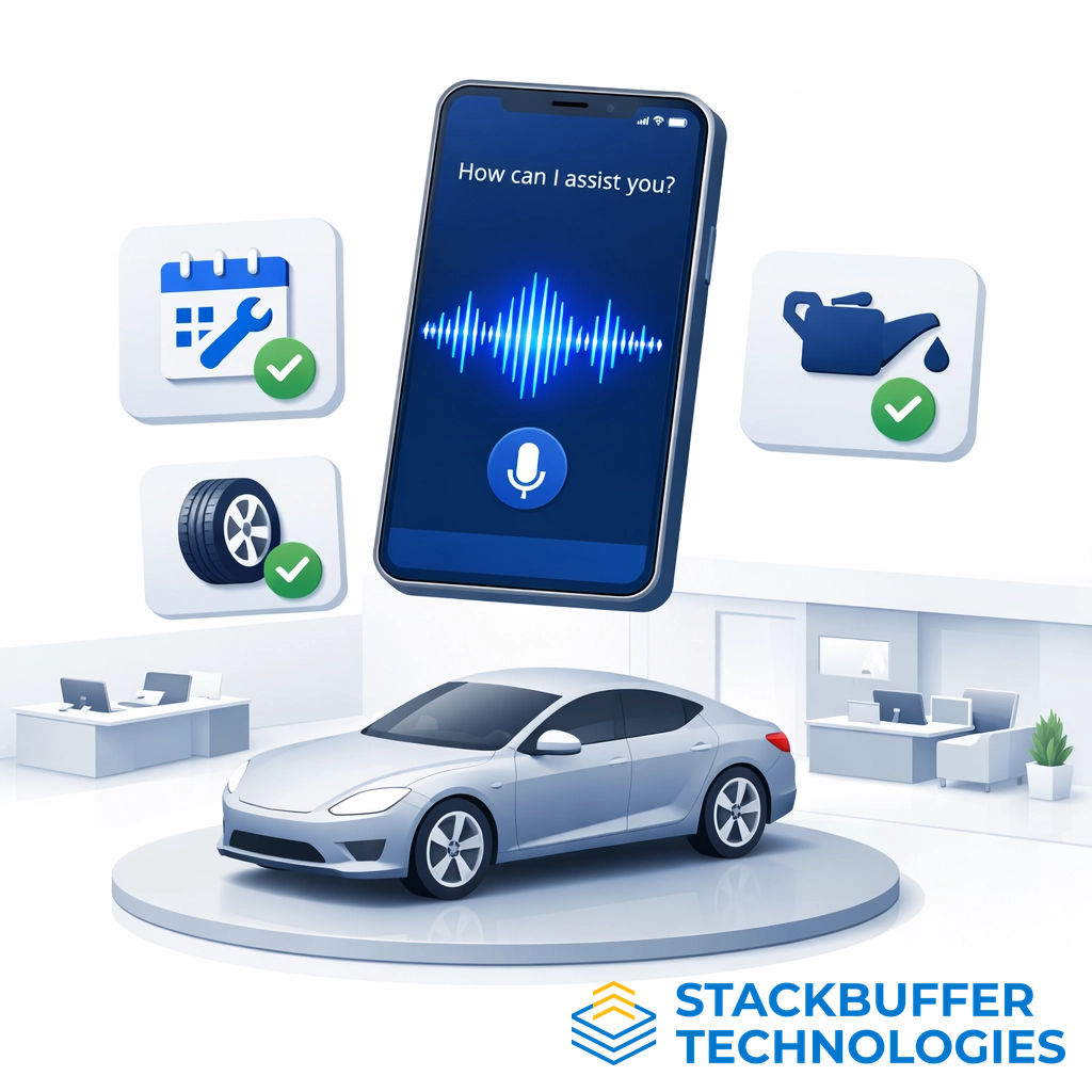 StackBufferTech's tweet photo. Is your sales team actually selling, or just playing phone tag with service reminders? 🚗

StackBuffer helps MDs automate service reminders with cognitive Voice AI. Let your team focus on closing deals.

#AutomotiveAI #VoiceAI #StackBuffer #AutoTech https://t.co/XojNSwpWck