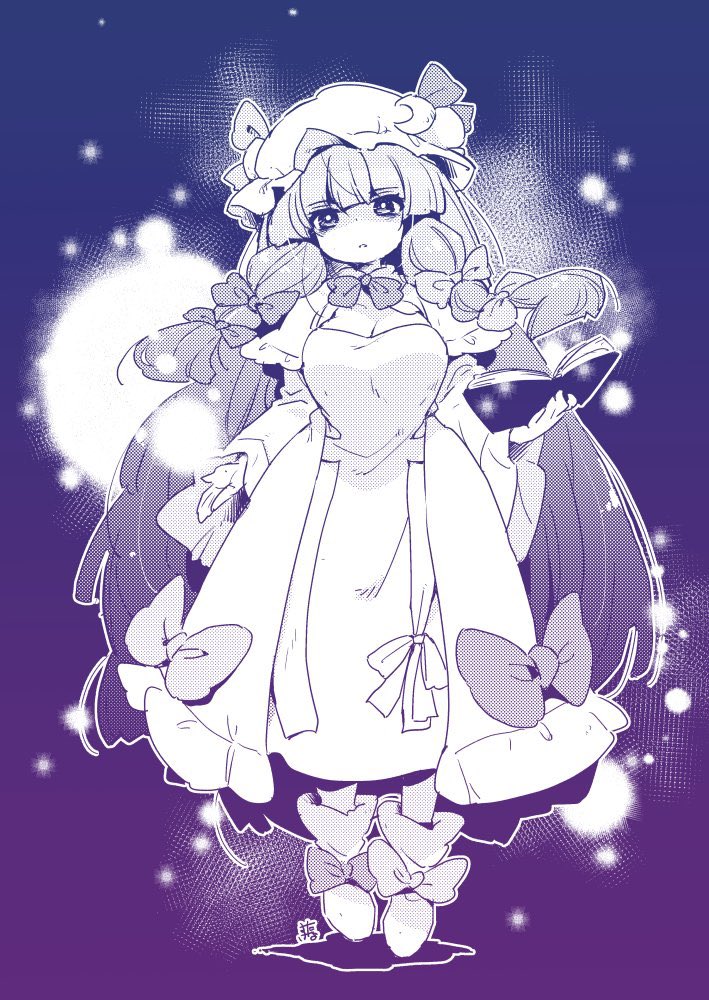 パチュリー・ノーレッジ 「これはたしか大東方展で見た設定画に自分なりのアレンジを加えたパッチェさん」|たなすけ＠C101新刊委託中のイラスト