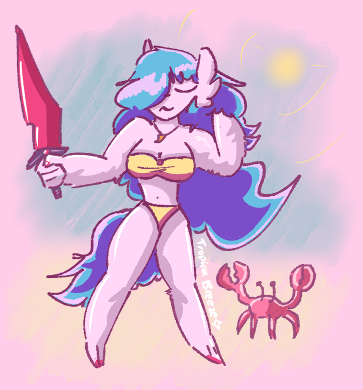 EntityTropic's tweet photo. The crab can try, but I don't think it has a chance. 

#bikini #furry #gardevoir #shinygardevoir https://t.co/MKiqsmf7yC