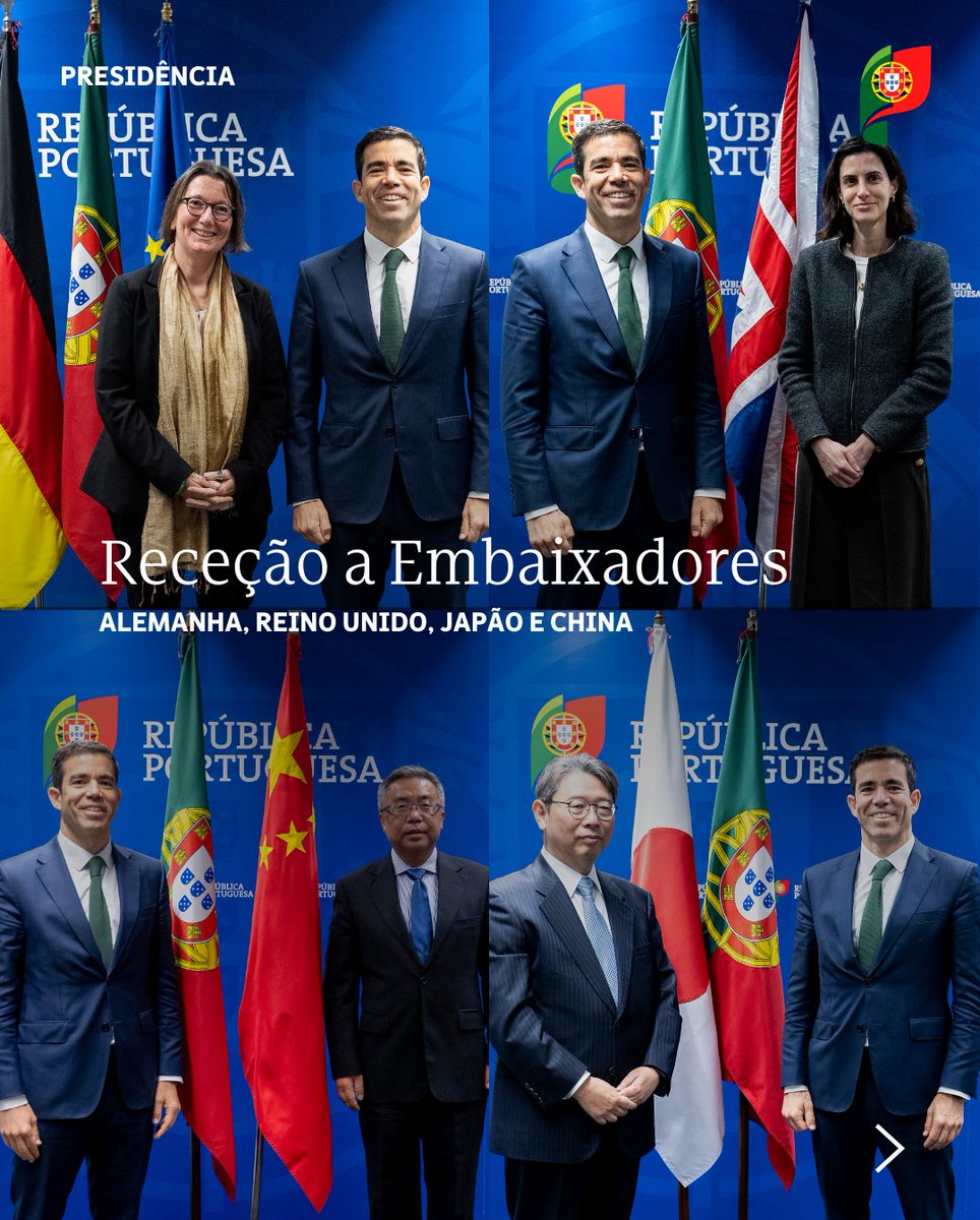 mpresidencia_pt's tweet image. 🇵🇹🤝🌍

O Ministro da #Presidência, @Leitao_Amaro, recebeu em Lisboa os Embaixadores da Alemanha, do Reino Unido, do Japão e da China em Portugal.

Portugal afirma-se como um país aberto ao mundo, comprometido com o diálogo internacional.

#GovernoXXV