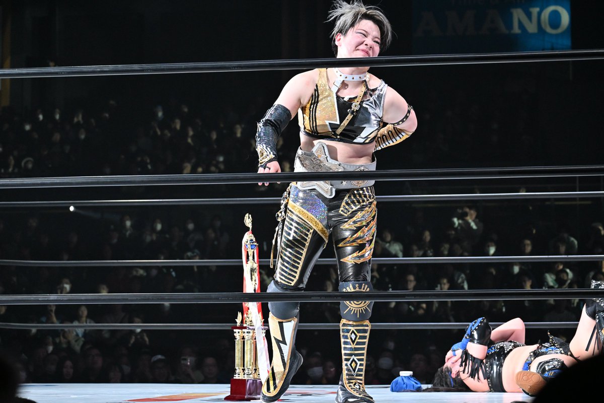 heiwa0324's tweet image. ２０２６／3・15（日）横浜武道館  フューチャー・オブ・スターダム選手権　#STARDOM #HANAKO　VS　#八神蘭奈　第14代王者は八神蘭奈👏