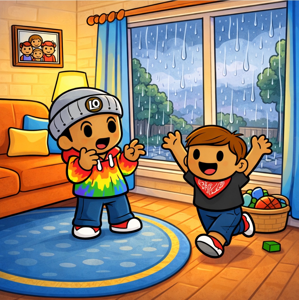 𝗟𝗶𝘁𝘁𝗹𝗲 𝗢𝗹𝗹𝗶𝗲 𝗮𝗻𝗱 𝘁𝗵𝗲 𝗥𝗮𝗶𝗻𝘆 𝗗𝗮𝘆 𝗙𝗼𝗿𝘁

𝗣𝗮𝗴𝗲 𝟮

Suddenly—

THUMP! THUMP! THUMP!

Jack came running into the room with a huge smile.

“Ollie! Ollie!” he shouted.
“Let’s do something FUN!”

Ollie turned around and laughed.

Jack was always full of